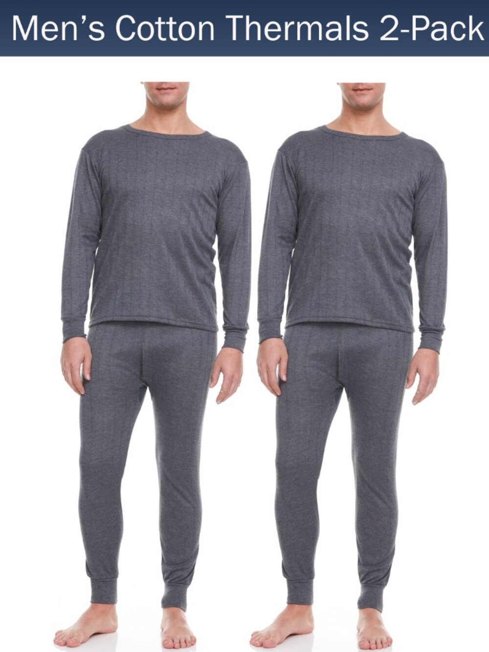 Men Cotton Fleece Thermal Underwear Set 2-Pack Warm Long Johns Winter Base Layer